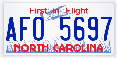 NC license plate AFO5697