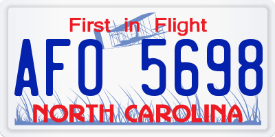 NC license plate AFO5698