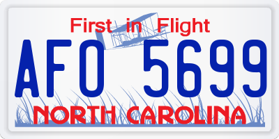 NC license plate AFO5699