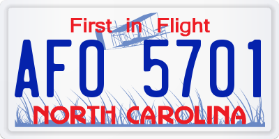 NC license plate AFO5701