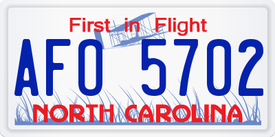 NC license plate AFO5702