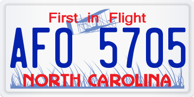 NC license plate AFO5705