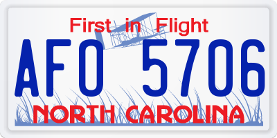 NC license plate AFO5706