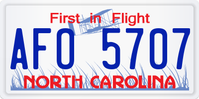 NC license plate AFO5707