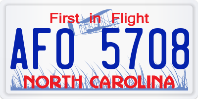 NC license plate AFO5708