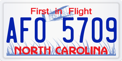 NC license plate AFO5709