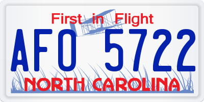 NC license plate AFO5722