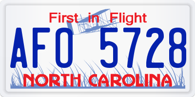 NC license plate AFO5728