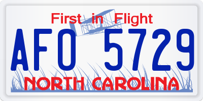NC license plate AFO5729
