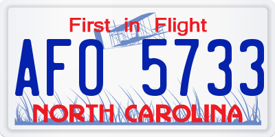 NC license plate AFO5733