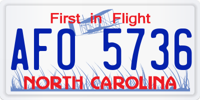 NC license plate AFO5736
