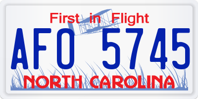 NC license plate AFO5745