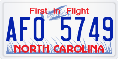 NC license plate AFO5749