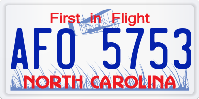 NC license plate AFO5753