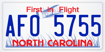 NC license plate AFO5755
