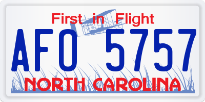 NC license plate AFO5757