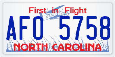 NC license plate AFO5758