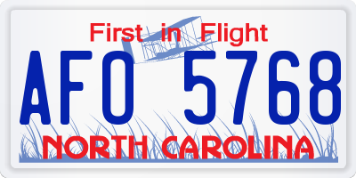 NC license plate AFO5768