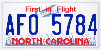NC license plate AFO5784