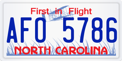 NC license plate AFO5786