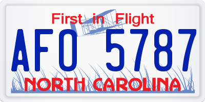 NC license plate AFO5787