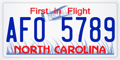 NC license plate AFO5789