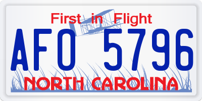 NC license plate AFO5796