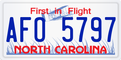 NC license plate AFO5797