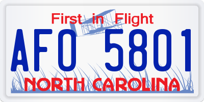 NC license plate AFO5801