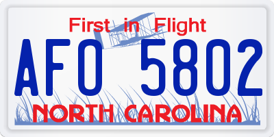 NC license plate AFO5802