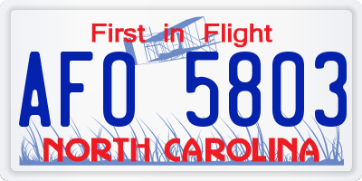 NC license plate AFO5803
