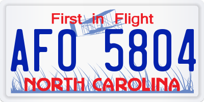 NC license plate AFO5804