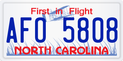 NC license plate AFO5808