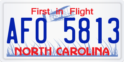 NC license plate AFO5813
