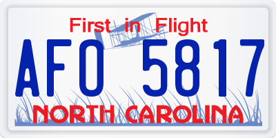 NC license plate AFO5817