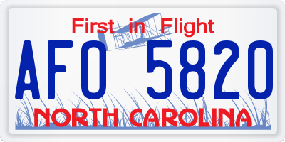 NC license plate AFO5820