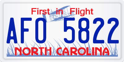 NC license plate AFO5822