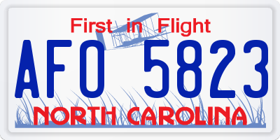 NC license plate AFO5823