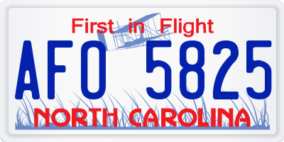 NC license plate AFO5825