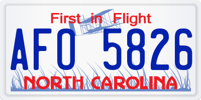 NC license plate AFO5826