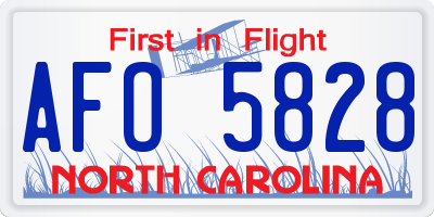 NC license plate AFO5828
