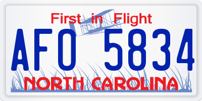 NC license plate AFO5834