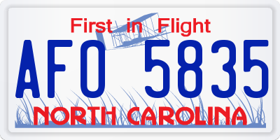 NC license plate AFO5835