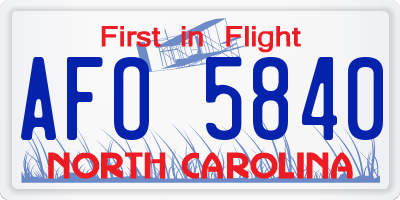 NC license plate AFO5840