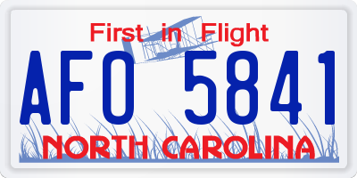NC license plate AFO5841