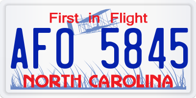 NC license plate AFO5845