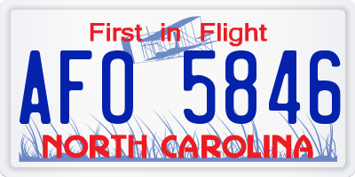 NC license plate AFO5846