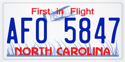 NC license plate AFO5847