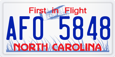 NC license plate AFO5848