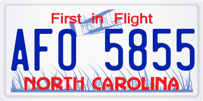 NC license plate AFO5855
